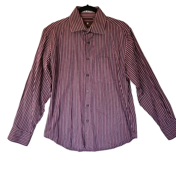 Toscano 100% Cotton Button Down Shirt Multicolor Striped Long Sleeve Size Medium - Picture 1 of 8